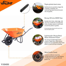 Load image into gallery viewer, Vaunt Heavy Duty 100Ltr Plastic Tray Reinforced Wheelbarrow