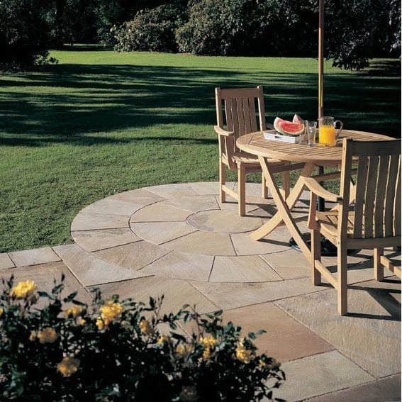 Bradstone Natural Sandstone Paving Circle in Fossil Buff
