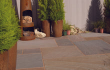 Load image into gallery viewer, Bradstone Blended Natural Sandstone Patio Pack in Rustic Buff paving slabs