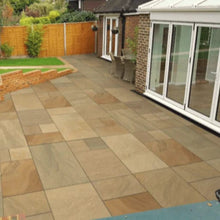 Load image into gallery viewer, Bradstone Rock Porcelain Paving slabs in Sunset Buff
